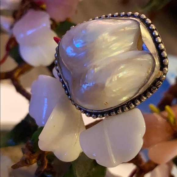 Vintage925 Biwa pearl ring